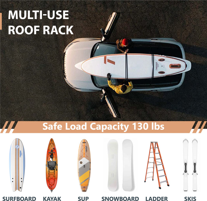 hurso Surf kayak rack for car SUV makes transporting paddleboards, surfboards, snowboards, skis, bike, ladders easier than ever!
