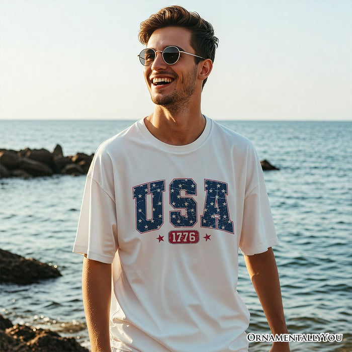 USA 1776 Stars T-Shirt, Bold Patriotic Tee for Independence Day T-Shirts OrnamentallyYou