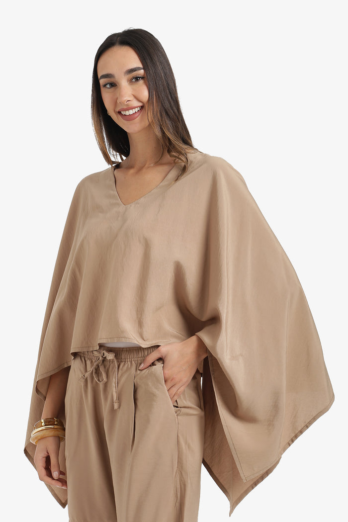 V-Neck Asymmetrical Poncho
