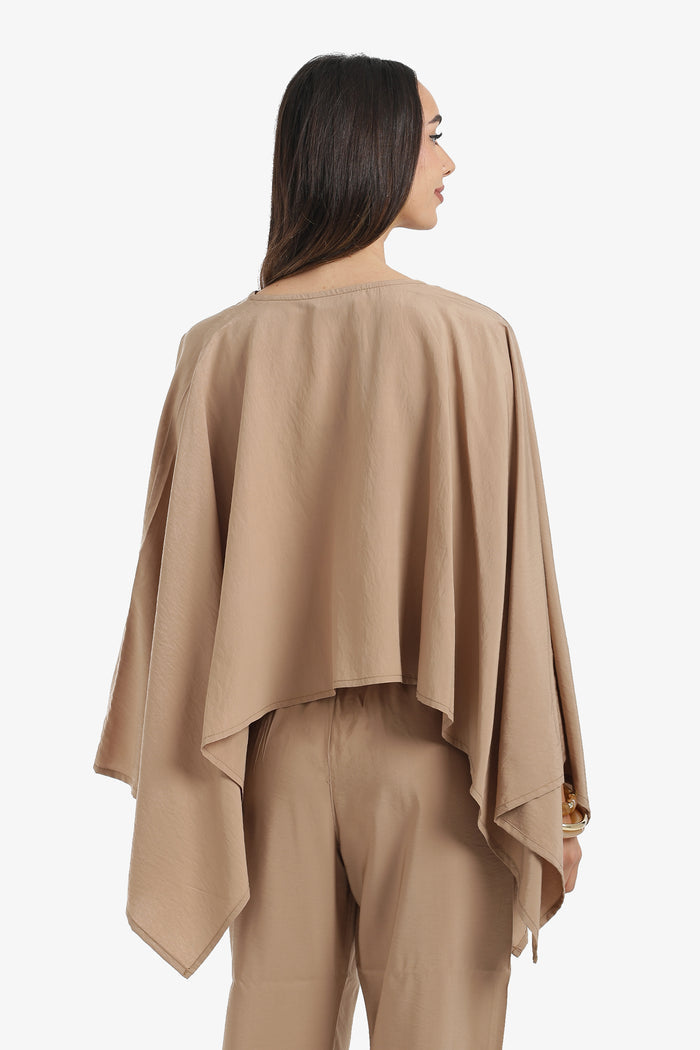 V-Neck Asymmetrical Poncho