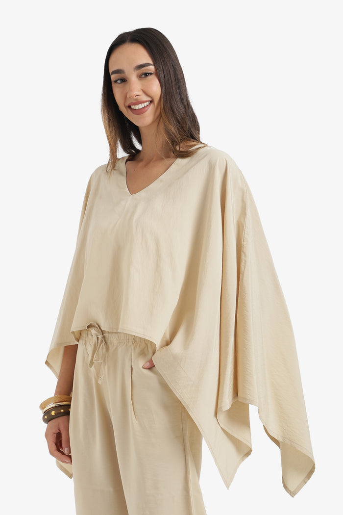 V-Neck Asymmetrical Poncho