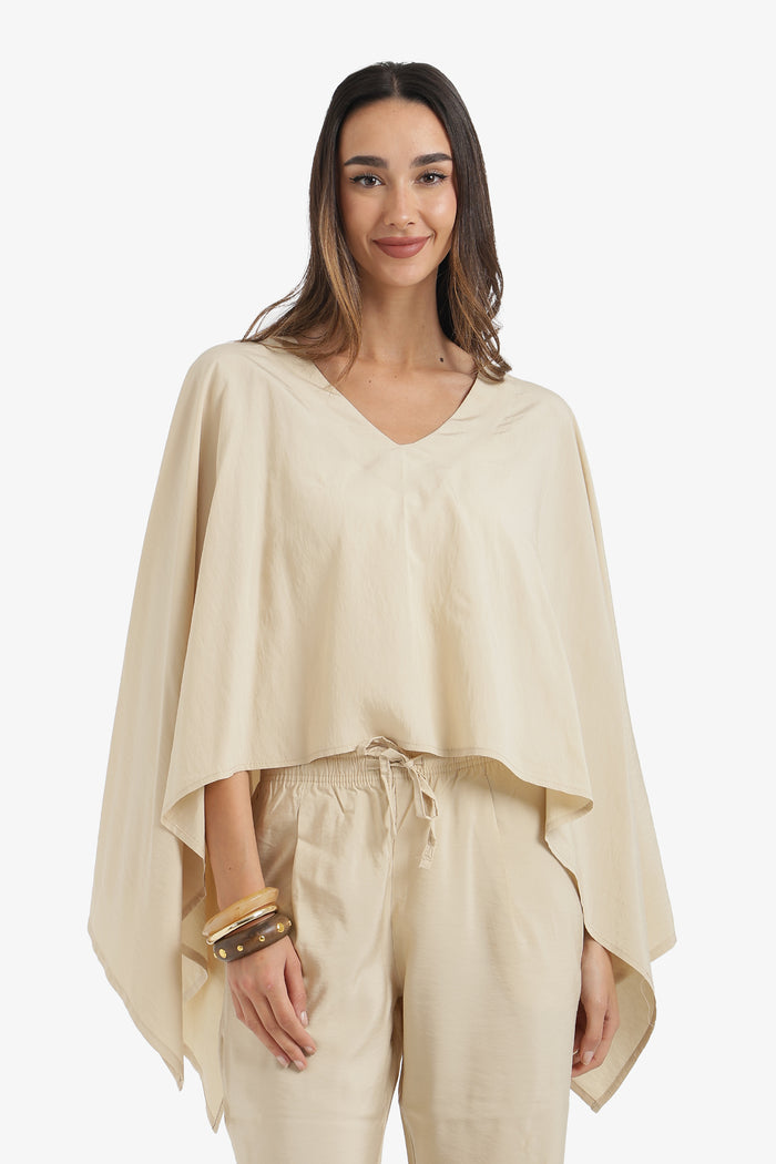 V-Neck Asymmetrical Poncho