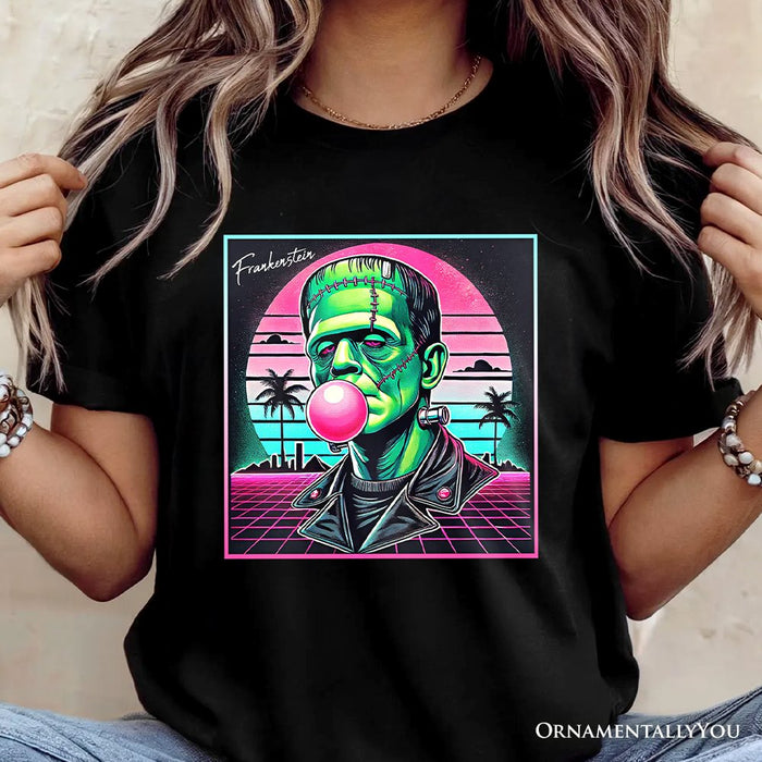 Vaperwave Frankenstein Retro Neon Horror T-Shirt, Synthwave 80's Styled Classic Halloween Tee T-Shirts OrnamentallyYou