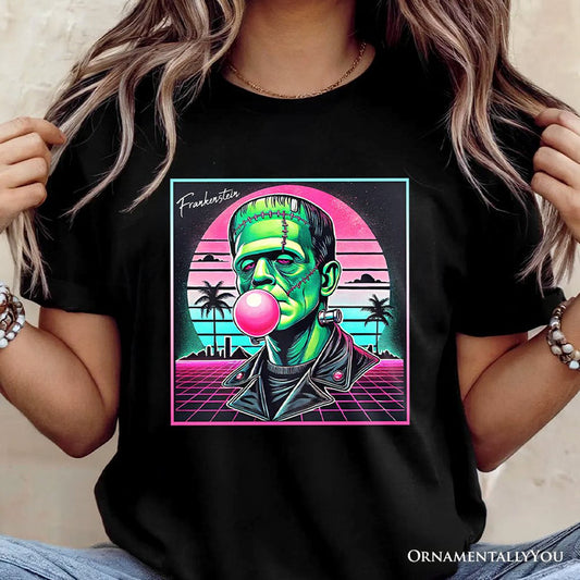 Vaperwave Frankenstein Retro Neon Horror T-Shirt, Synthwave 80's Styled Classic Halloween Tee T-Shirts OrnamentallyYou