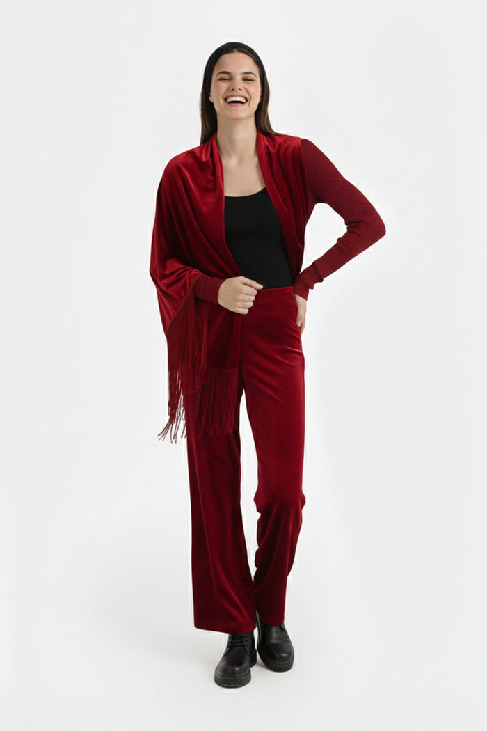 Velvet Wide-Leg Pants
