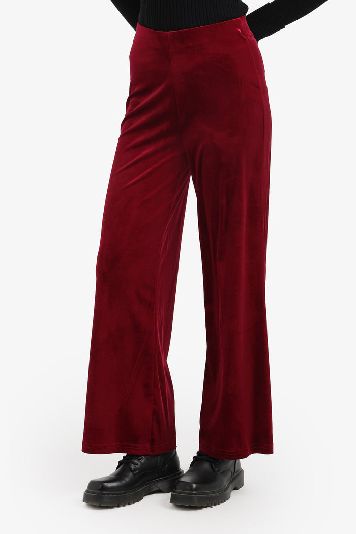 Velvet Wide-Leg Pants