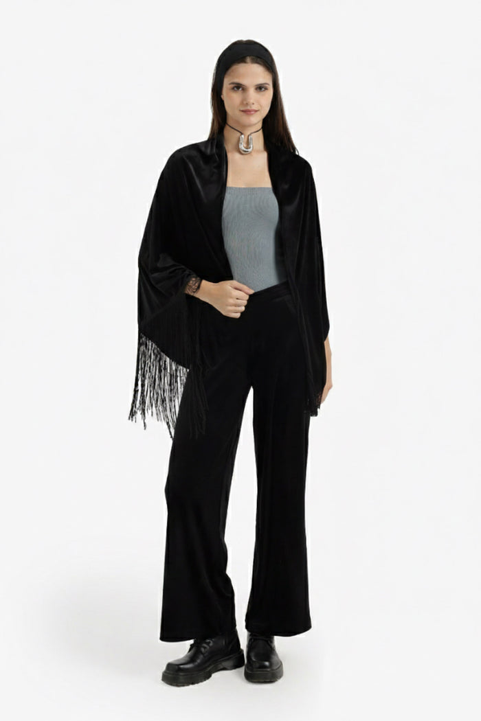 Velvet Wide-Leg Pants
