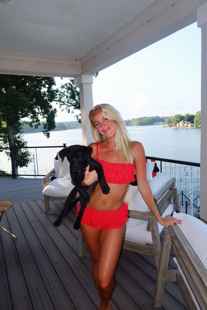 Velzie Ruffle Swim - Cherry
