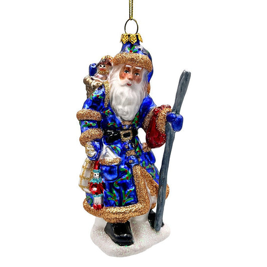 Victorian Vagabound Santa Claus Glass Christmas Ornament, Purple Tree Decor Glass Ornament OrnamentallyYou