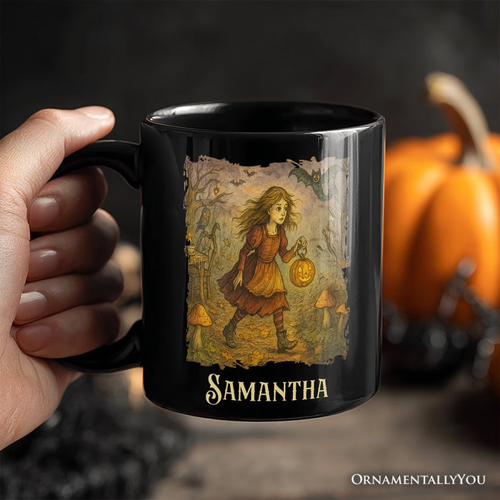 Vintage Alice’s Adventure in Wonderland Personalized Mug, Spooky Halloween Gift with Custom Name Personalized Ceramic Mug OrnamentallyYou