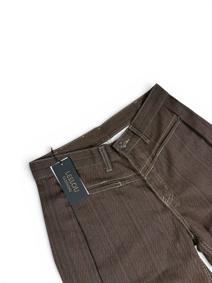 Vintage Brown Embroidery Jeans
