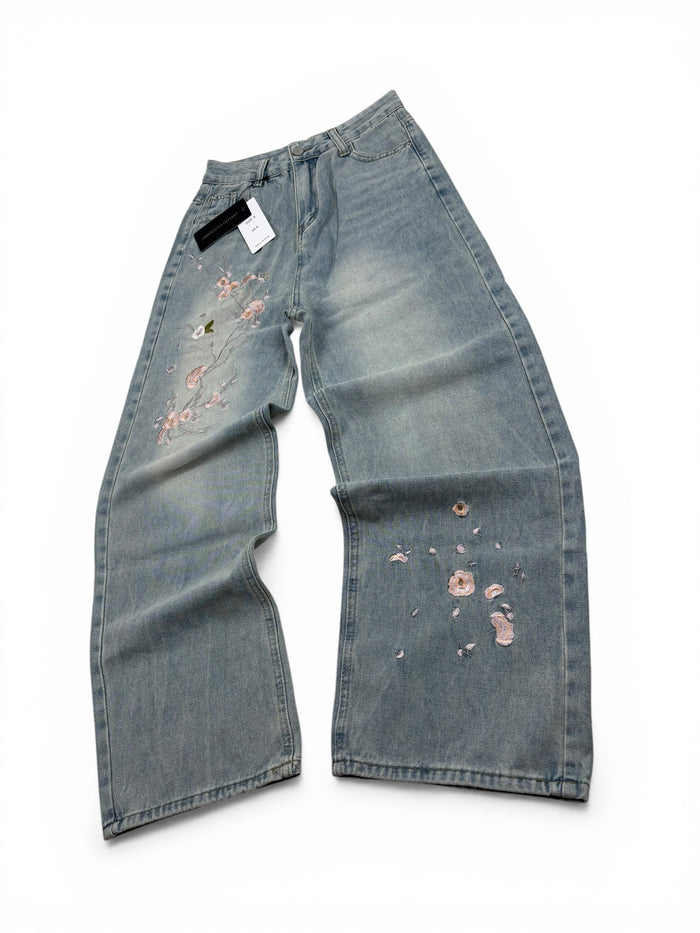 Vintage Flower Baggy Jeans