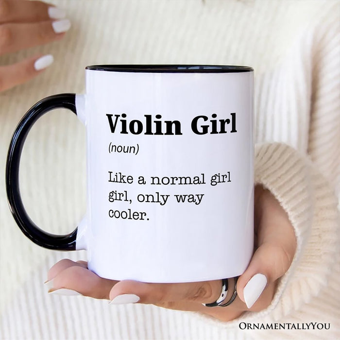 Violin Girl Definition Personalized Mug, Fun Musician Gift for Cool Violinists with Custom Name Personalized Ceramic Mug OrnamentallyYou