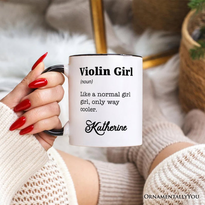 Violin Girl Definition Personalized Mug, Fun Musician Gift for Cool Violinists with Custom Name Personalized Ceramic Mug OrnamentallyYou