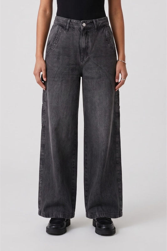 Washed Denim Pants