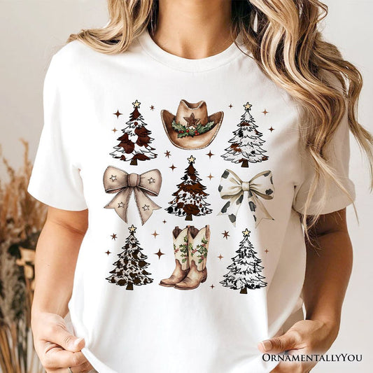 Western Christmas Coquette Tree T-Shirt, Country Holiday Cowboy Tee T-Shirts OrnamentallyYou