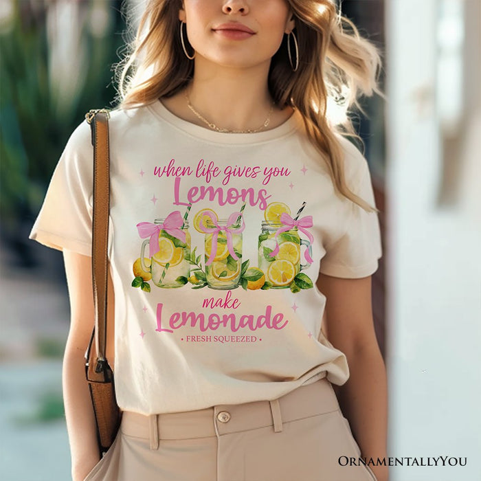 When Life Gives You Lemons Make Lemonade T-Shirt, Coquette White, Natural and Black Summer Girl Tee T-Shirts OrnamentallyYou