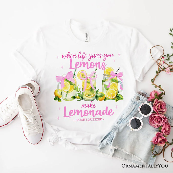 When Life Gives You Lemons Make Lemonade T-Shirt, Coquette White, Natural and Black Summer Girl Tee T-Shirts OrnamentallyYou White XS