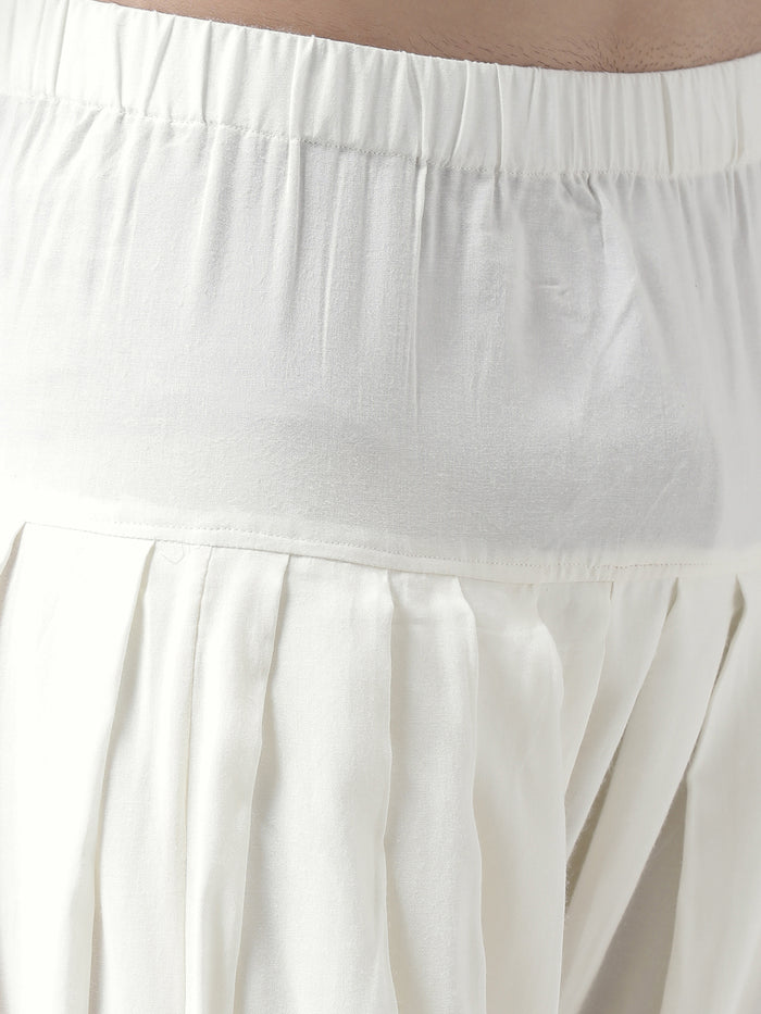 White Solid Elasticated Patiala