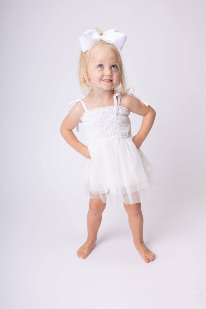 White Tulle Solid Color Infant Ruffle Romper Dress Yo Baby India