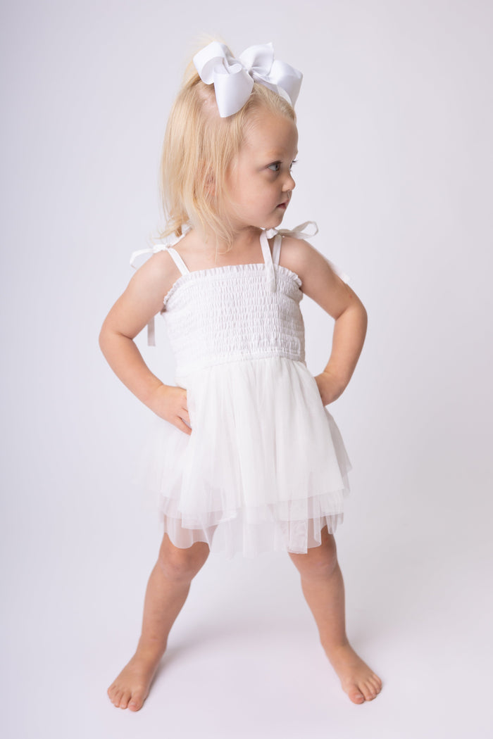 White Tulle Solid Color Infant Ruffle Romper Dress Yo Baby India
