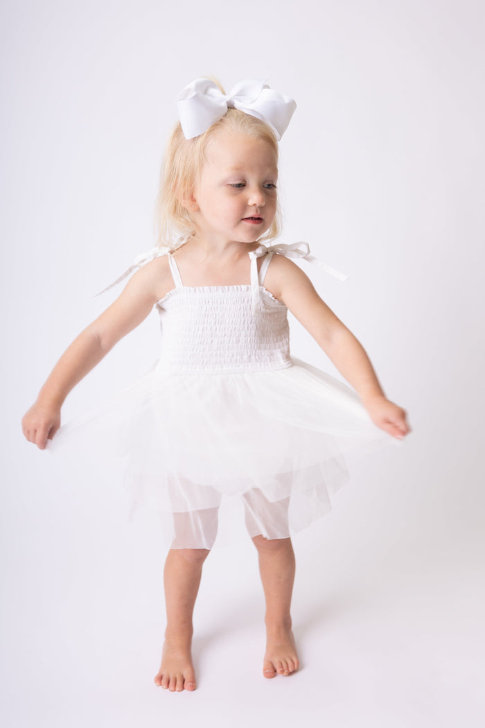 White Tulle Solid Color Infant Ruffle Romper Dress Yo Baby India