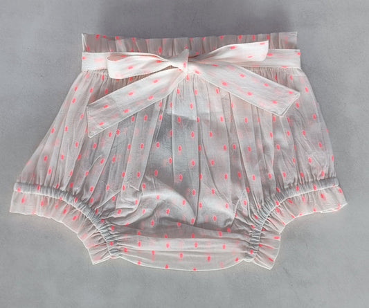 White Color Pink Buti Cotton Dobby Shorts-Style Diaper Cover diaper covers Yo Baby India