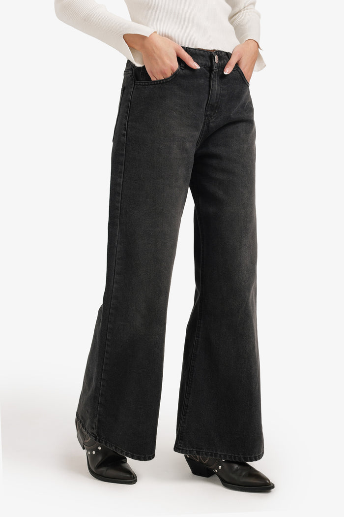 Wide-Leg Denim Pants