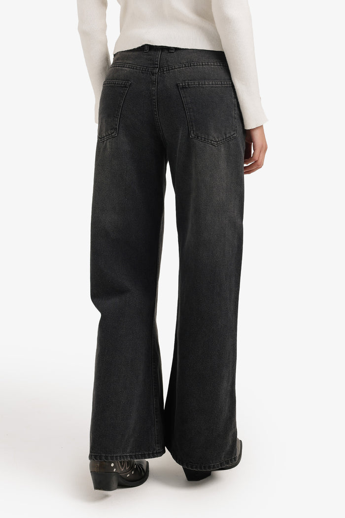 Wide-Leg Denim Pants