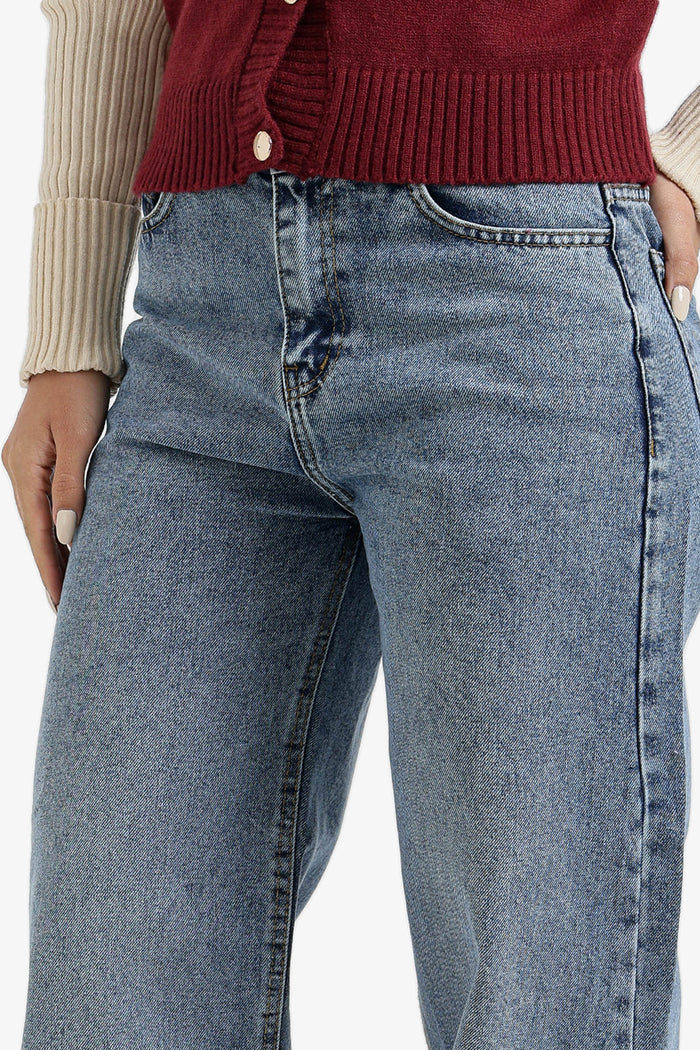 Wide-Leg Denim Pants