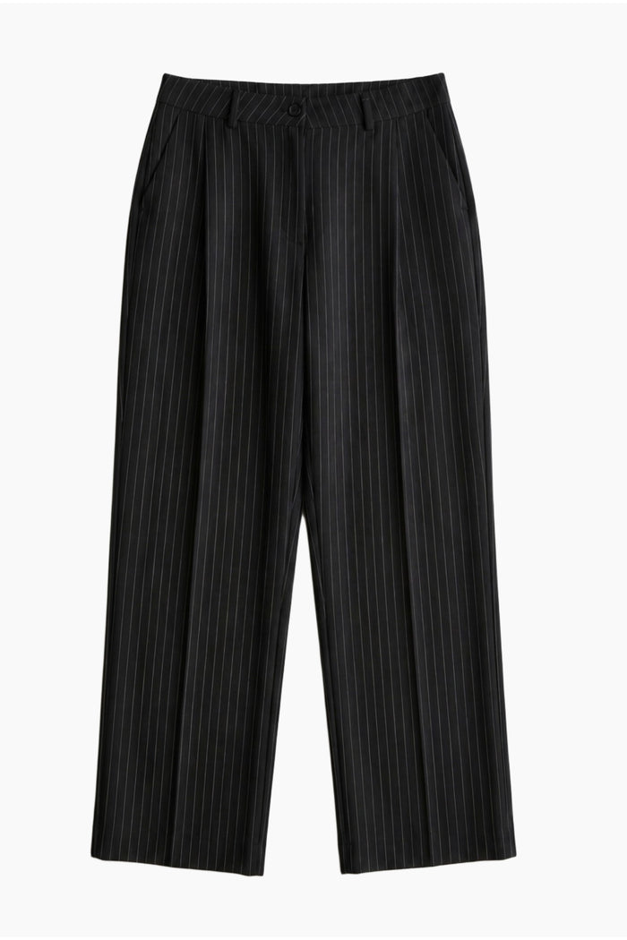 Wide-Leg Pinstripe Pants