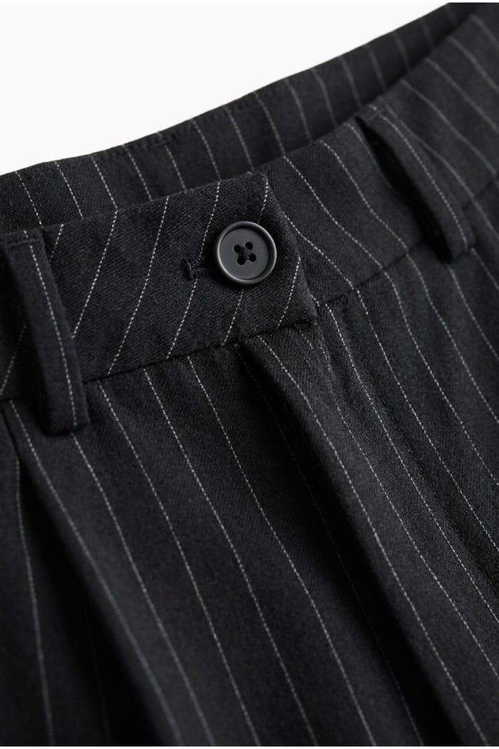 Wide-Leg Pinstripe Pants