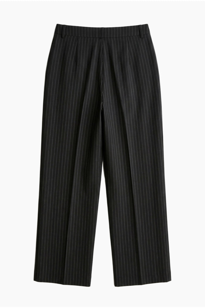 Wide-Leg Pinstripe Pants