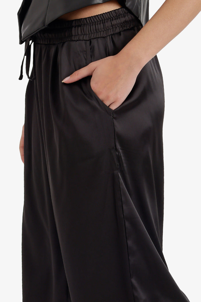 Wide-Leg Satin Pants