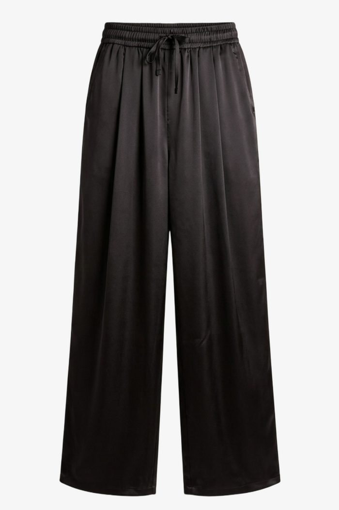 Wide-Leg Satin Pants