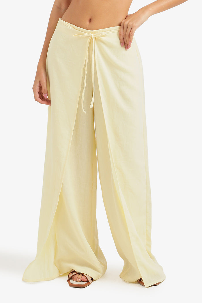 Wide-Leg Wrap Pants