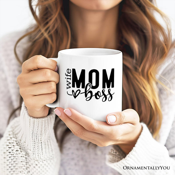 Wife Mom Boss Personalized Mug, Empowered Gift for Mothers with Custom Name Personalized Ceramic Mug OrnamentallyYou 12oz Mug Non-Custom
