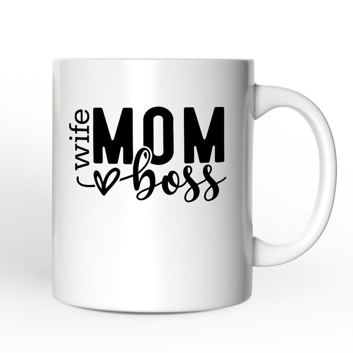 Wife Mom Boss Personalized Mug, Empowered Gift for Mothers with Custom Name Personalized Ceramic Mug OrnamentallyYou
