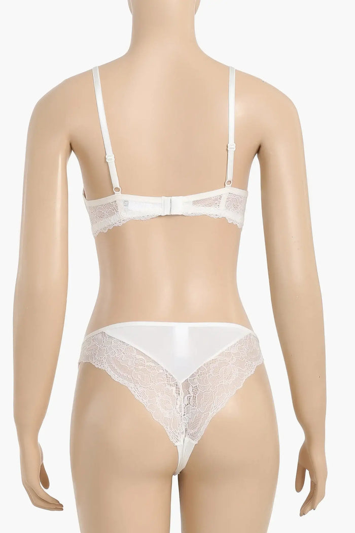 Wired Bra with Lace Panty Set