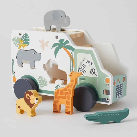 Wooden Jungle Animals Safari Truck
