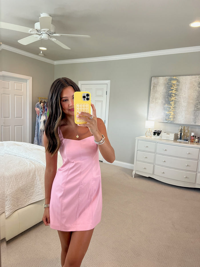 Woods Mini Dress - Pink Leather