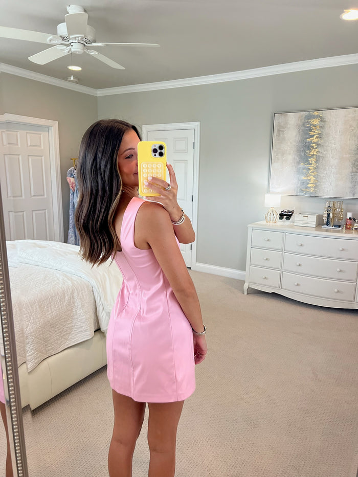 Woods Mini Dress - Pink Leather