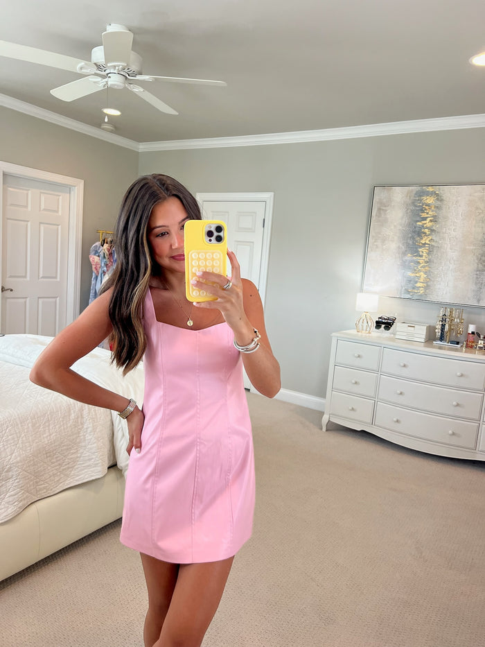 Woods Mini Dress - Pink Leather