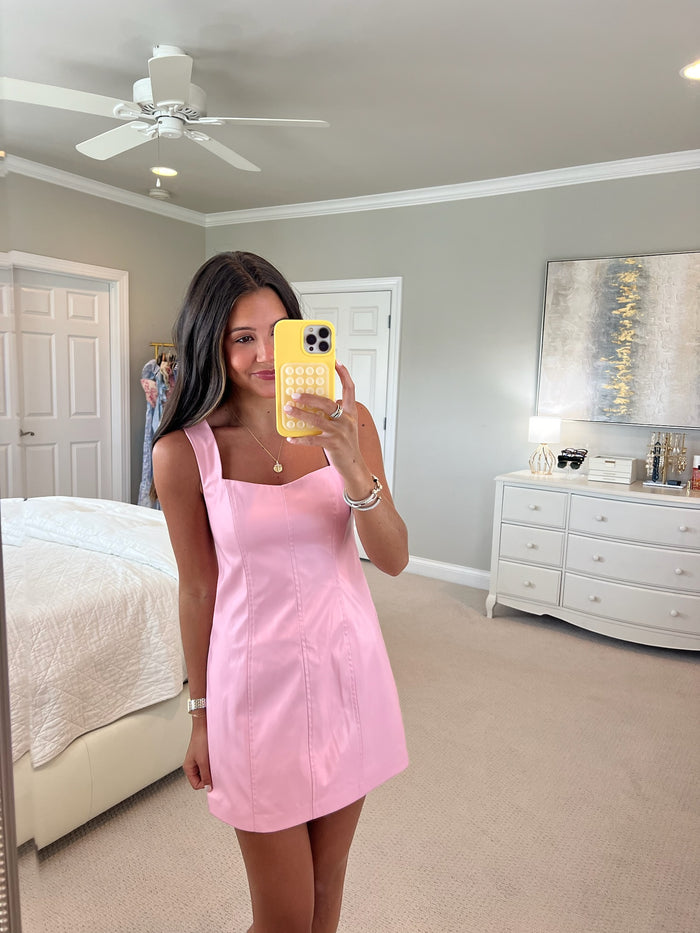 Woods Mini Dress - Pink Leather