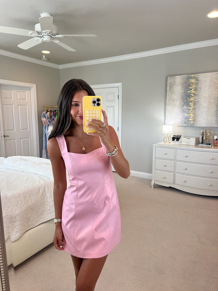 Woods Mini Dress - Pink Leather