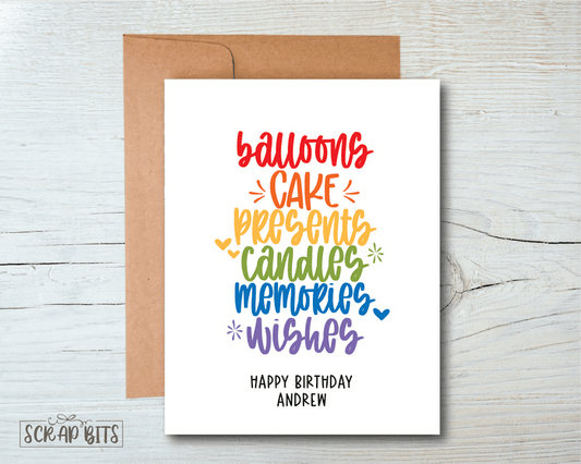 Word Stacks Birthday Card, Rainbow - Scrap Bits