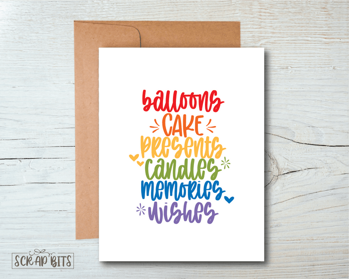 Word Stacks Birthday Card, Rainbow - Scrap Bits