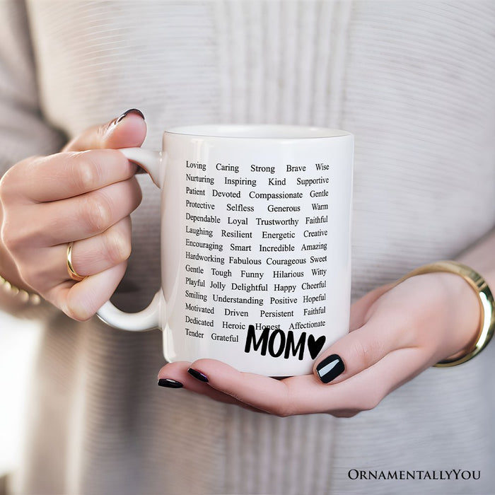 Words That Define Mom Personalized Mug, Appreciation Gift For Mom With Custom Name Personalized Ceramic Mug OrnamentallyYou