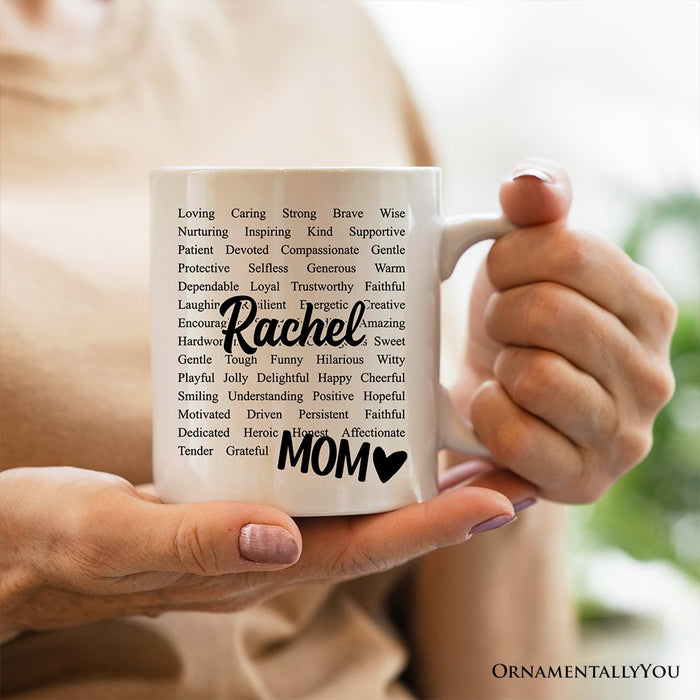 Words That Define Mom Personalized Mug, Appreciation Gift For Mom With Custom Name Personalized Ceramic Mug OrnamentallyYou