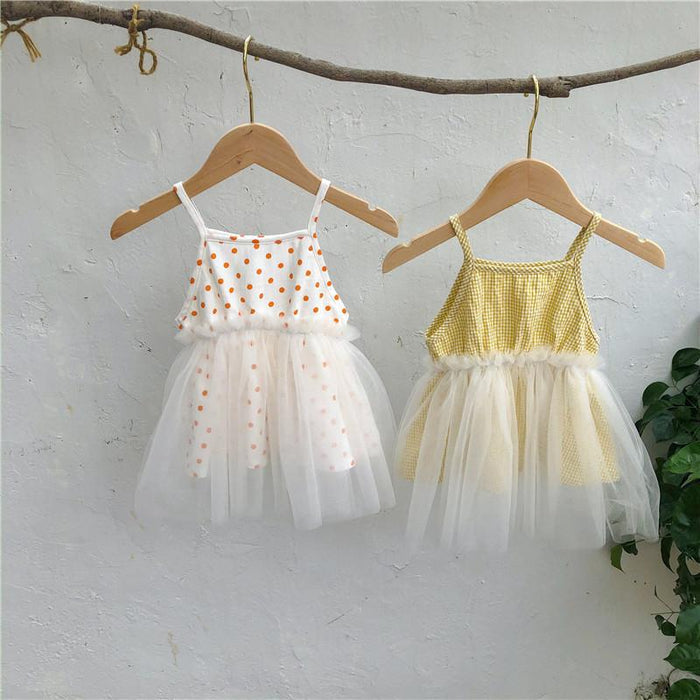 Yellow Checks Tulle Party Dress Dress Yo Baby Wholesale